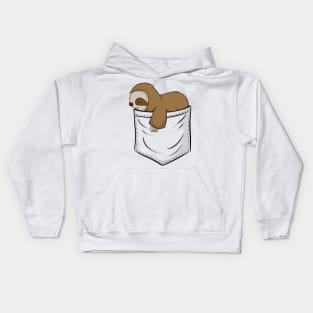 Cute Sleeping Kawaii Baby Sloth In Your Pocket Kids Hoodie